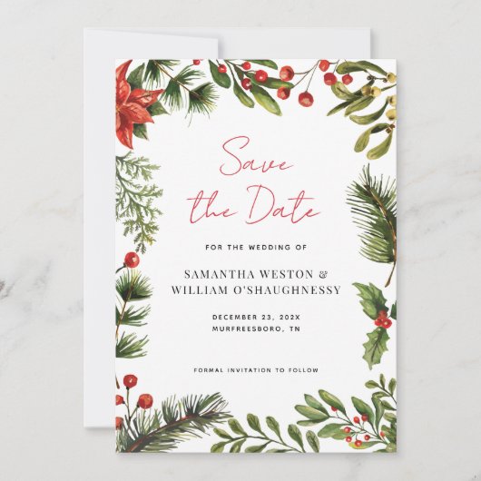 Save The Date Aquarelle Verdure Mariage de vacances (Devant)