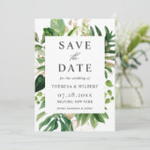 Save The Date Aquarelle Verdure Palm Tropical Feuille Mariage (Debout devant)