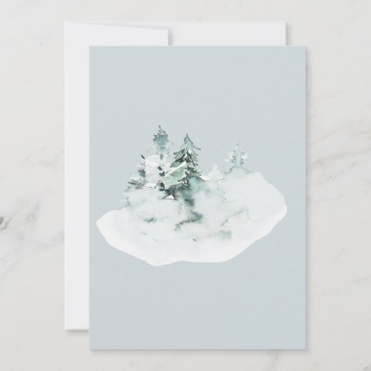 Save The Date Aquarelle Vert Blanc Forêt Pins Mariage (Dos)