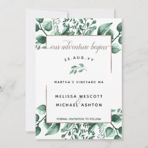 Save The Date Aquarelle Vert Cuivre Moderne Élégant #Mariage
