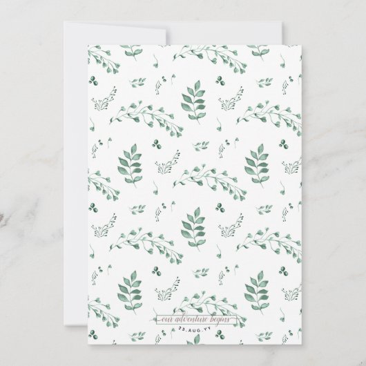 Save The Date Aquarelle Vert Cuivre Moderne Élégant #Mariage (Dos)