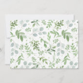 Save The Date Aquarelle Vert et Fleurs blanches Mariage Gris (Dos)
