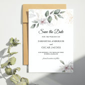 Save The Date Aquarelle verte douce Feuille et fleur | Or