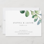 Save The Date Aquarelle verte Eucalyptus (Dos)