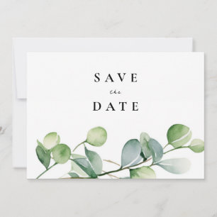 Save The Date Aquarelle verte Eucalyptus