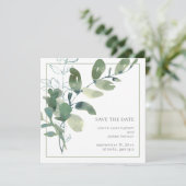 Save The Date Aquarelle verte Mariage minimal (Debout devant)