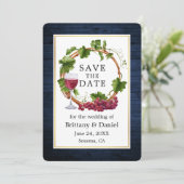 Save The Date Aquarelle Vignes Vignes Wreath Blue Wood (Debout devant)