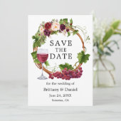 Save The Date Aquarelle Vins de raisin Floral Wreath (Debout devant)