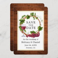 Aquarelle Vins de raisin Wreath Bois rustique