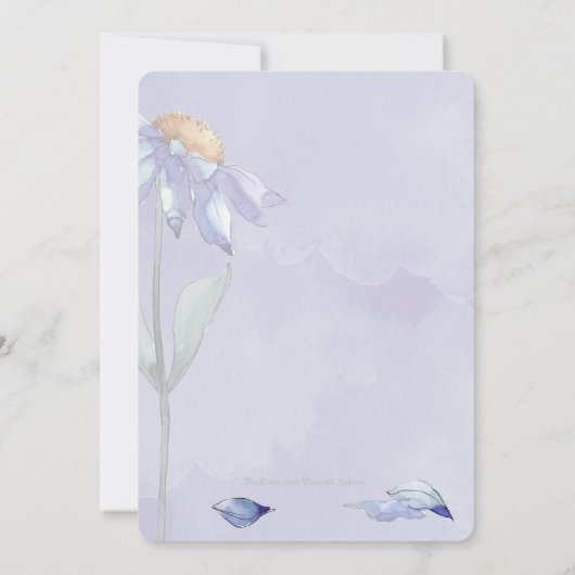 Save The Date Aquarelle violet bleu marguerite Mariage lavande (Dos)