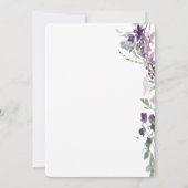 Save The Date Aquarelle Violet Fleur sauvage Enregistrer la date (Dos)