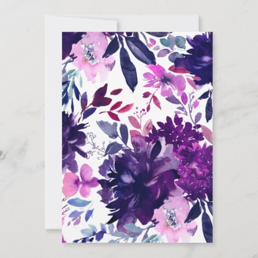 Save The Date Aquarelle violet floral enchantée Diamond Chic (Dos)