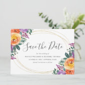 Save The Date Aquarelle violet orange (Debout devant)