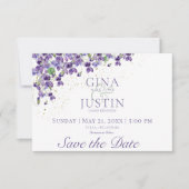 Save The Date Aquarelle violets Mariage (Devant)