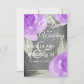 Save The Date Aquarelle violette Floral et tableau noir (Devant)