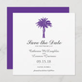 Save The Date Aquarelle violette Serene Palm Tree | Enregistrer (Devant / Derrière)