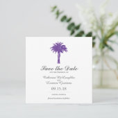 Save The Date Aquarelle violette Serene Palm Tree | Enregistrer (Debout devant)