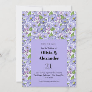 Save The Date Aquarelle Violettes Violettes & Motif Floral