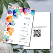 Save The Date Aquarelle vive Floral moderne QR Code Mariage