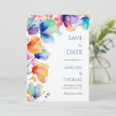 Save The Date Aquarelle vive Floral moderne QR Code Mariage (Debout devant)