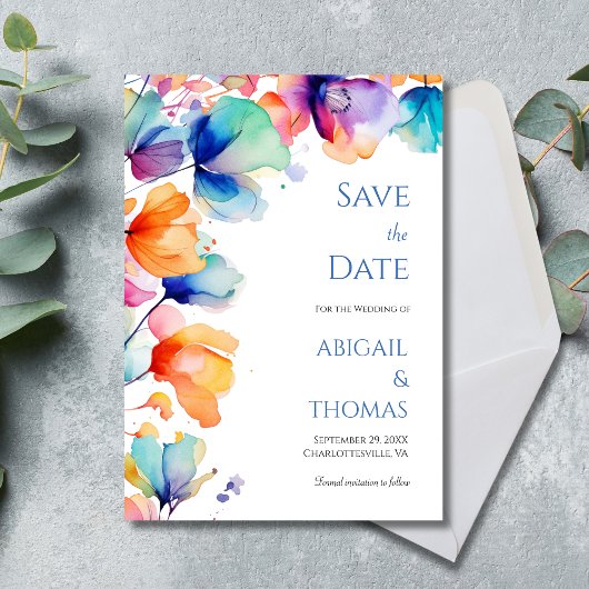 Save The Date Aquarelle vive Florale Moderne Mariage élégant