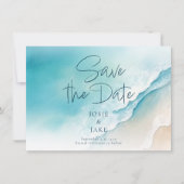 Save The Date Aquarelle Whimsical Bleu Océan Enregistrer la date (Devant)