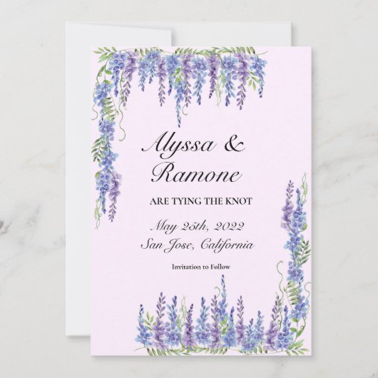 Save The Date Aquarelle Wisteria Purple Enregistrer la date (Devant)