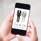 Save The Date Aquarelles de smoking élégant pour mariage gay