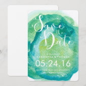 Save The Date Aquarelles vertes et Turquoises Enregistrer la dat (Devant / Derrière)