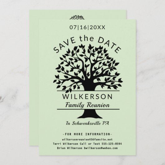 Save The Date Arborescence de réunion familiale Enregistrer la c (Devant / Derrière)