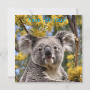 Save The Date Arbre À Fleurs Jaunes Avec Koala,