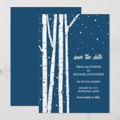 Save The Date Arbre de bouleau et neige, Sauvegarder la date (Devant / Derrière)