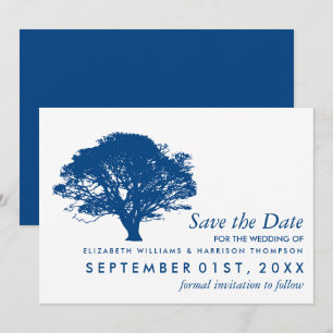 Save The Date Arbre de chêne bleu, Mariage rustique et minimalis