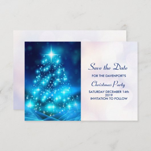 Save The Date Arbre de Noël bleu électrique moderne (Devant / Derrière)
