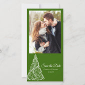 Save The Date Arbre de Noël vert Mariage d'hiver Sauvez la date (Devant)