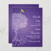 Save The Date Arbre de vie Bat mitzvah violet Enregistrer la dat (Devant / Derrière)