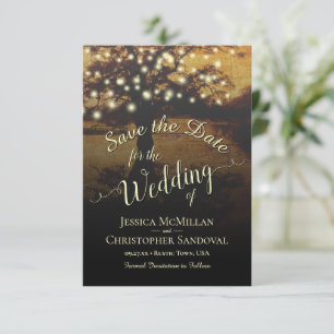 Save The Date Arbre du soir rustique avec Mariage lumineux