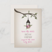 Save The Date Arbre Floral Rose Enregistrer La Date (Devant / Derrière)