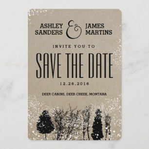 SAVE THE DATE ARBRE HIVER RUSTIQUE ENREGISTRER LA DATE