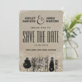 SAVE THE DATE ARBRE HIVER RUSTIQUE ENREGISTRER LA DATE (Debout devant)