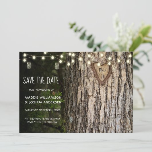 Save The Date Arbre Rustique Photo Enregistrer La Date | LUMIÈRE (Debout devant)