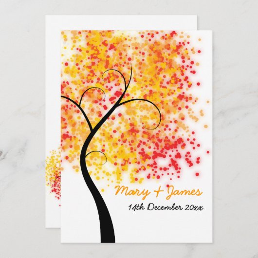 Save The Date Arbre Tourbillonnant mariage de automne "Enregistr (Devant / Derrière)