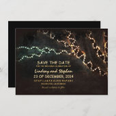 Save The Date Arbres & chaîne de lumières rustique enregistrer l (Devant / Derrière)