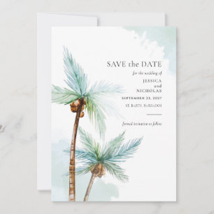 Save The Date Arbres tropicaux modernes Mariage aquarelle