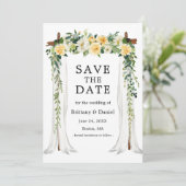 Save The Date Arc à canopée mariage Aquarelle Jaune Floral (Debout devant)