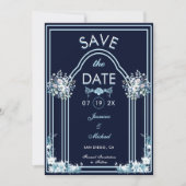 Save The Date Arc bleu clair moderne Floraux Marine Boho Mariage (Devant)