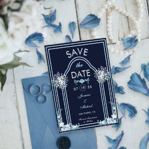 Save The Date Arc bleu clair moderne Floraux Marine Boho Mariage
