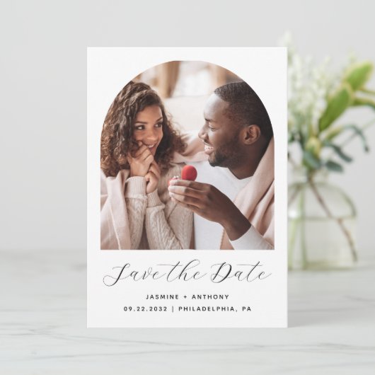 Save The Date Arc Boho 2 photos minimum noir et blanc (Debout devant)