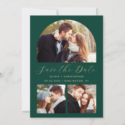 Save The Date Arc Boho minime 4 photos Emerald Green Gold (Devant)