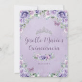 Save The Date Arc d'argent floral de couleur lilas pour Quinceañ (Dos)